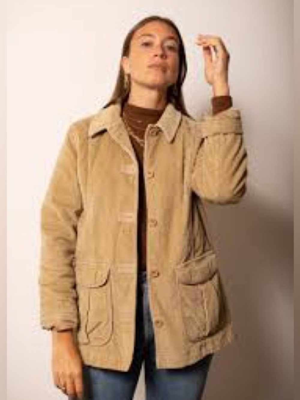Vintage LL Bean Barn Coat Size M Tan Corduroy Utility‎ Work Chore